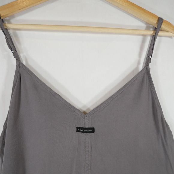 Calvin Klein Jeans Women's V-neck Thin Strap Gray Midi Dress Lightweight Size S - Picture 7 of 13